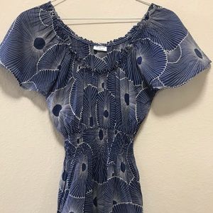 White and Blue Anthropologie Blouse